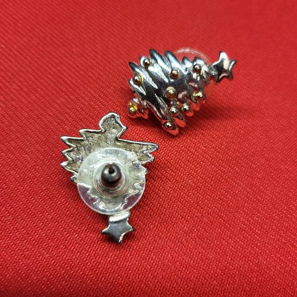 Gold and Silver Christmas Tree Earrings - Picture 11 of 12